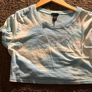 Rue 21 Blue butterfly crop top L